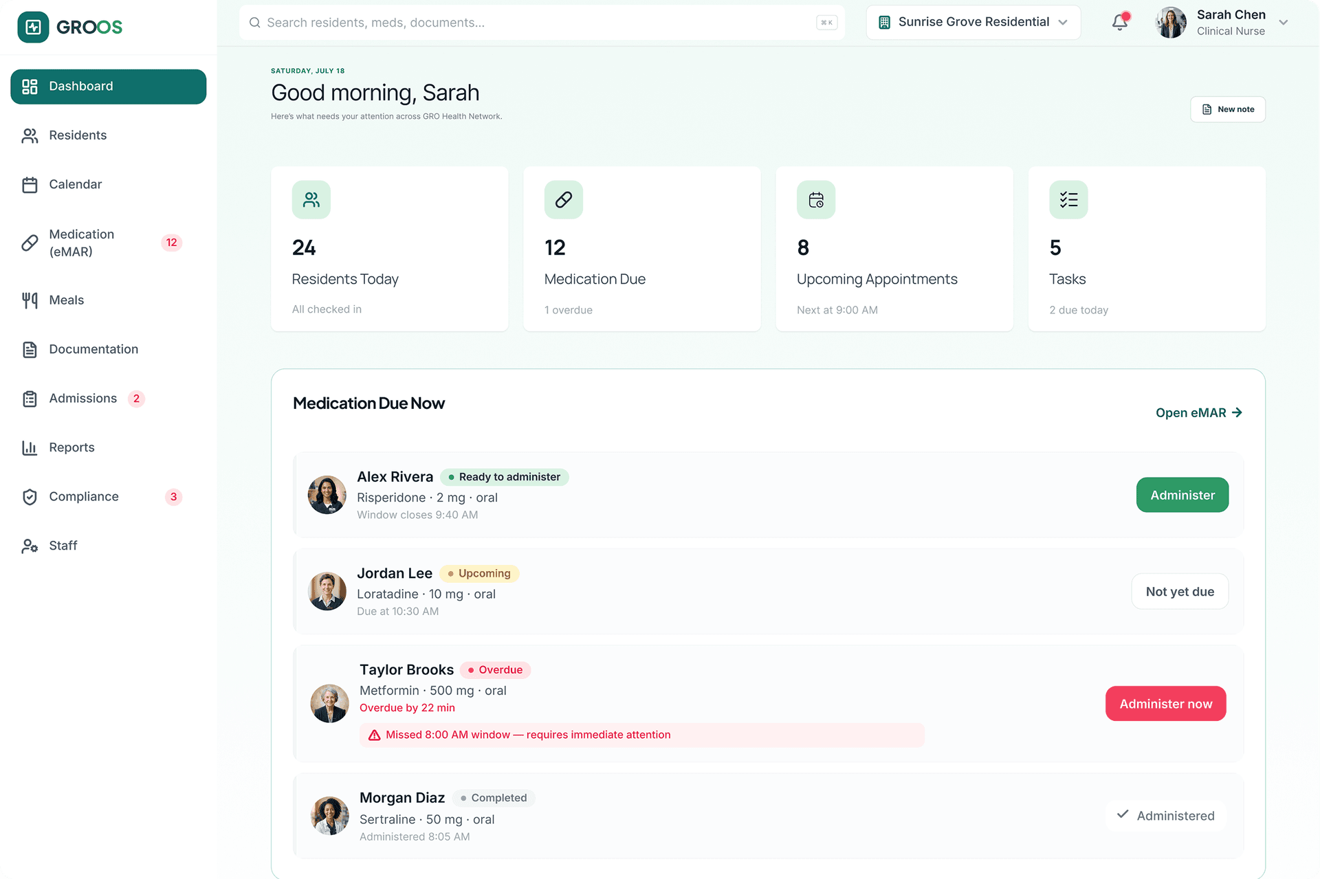 Koree dashboard mockup